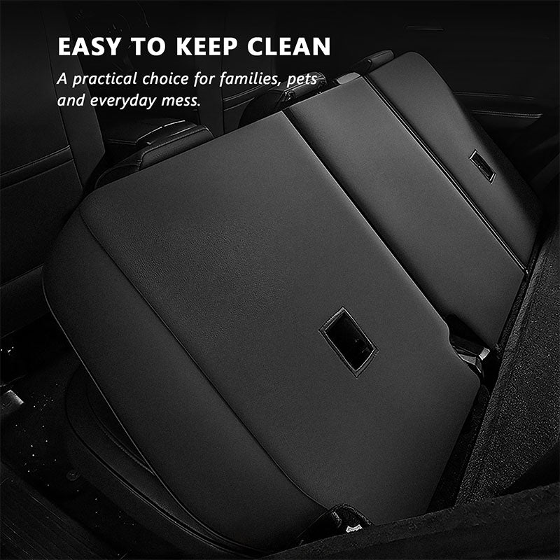Black PU leather rear seat covers with fold-down seat sections
