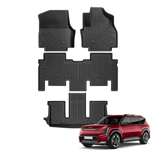 Upgraded 3-Row 3D All-Weather TPE Floor Mats For Kia EV9 (2023–2026)